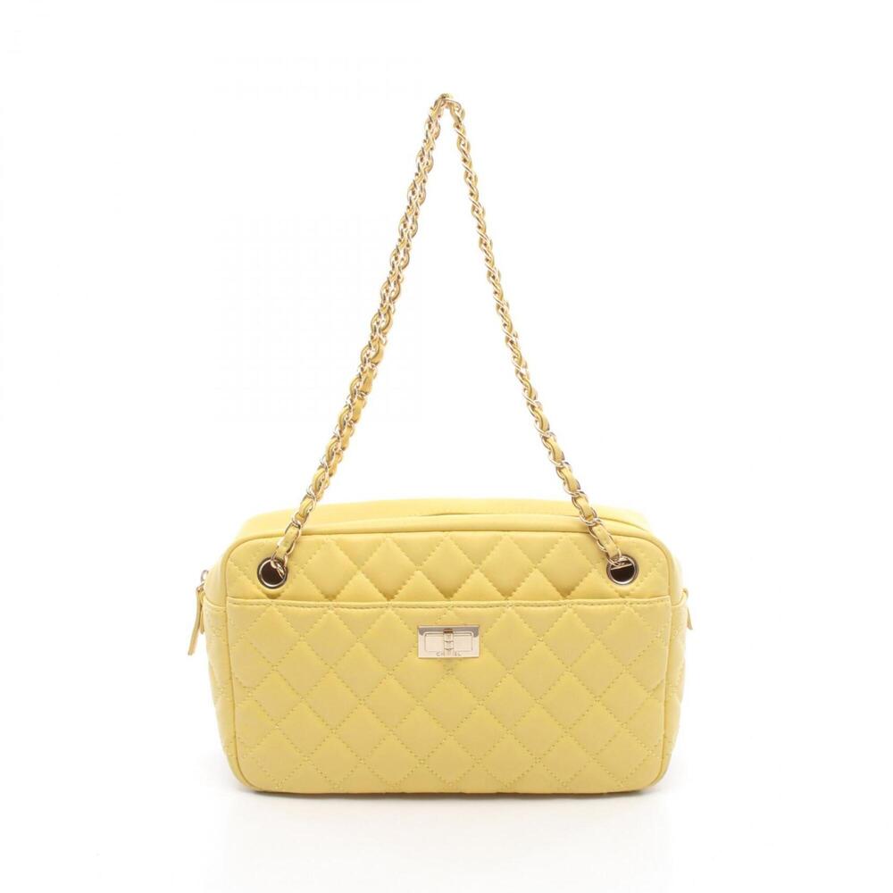 Chanel 2.55 Matelassé Shoulder Bag/Handbag, Lambskin Leather, Women's, Yellow